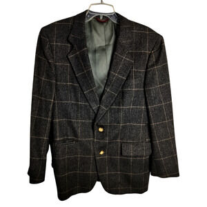 M545)Hart Schaffner Marx Two Button Brown Plaid Camel Hair Blazer 42R